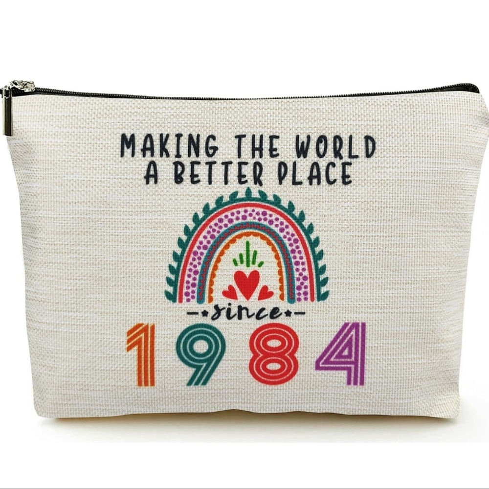 Canvas Pouch with Rainbow Design